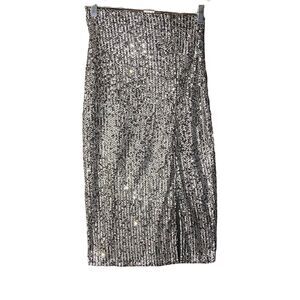Trixxi Sequin Midi Skirt Women Size Small Silver‎ Club Party Cute Flashy Preppy